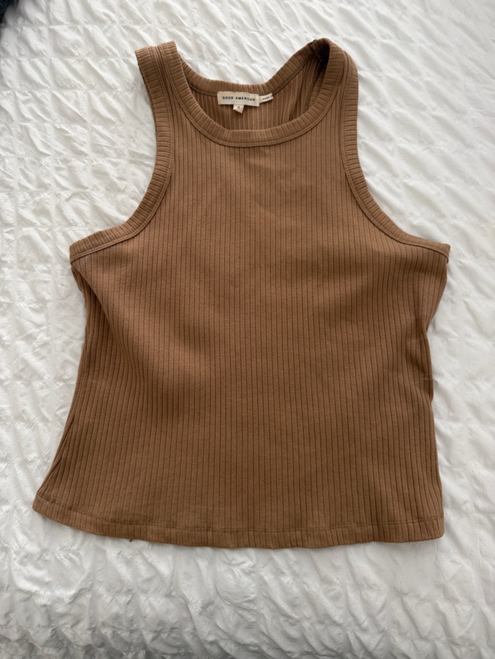 Good American Ribbed Tank Top — Cognac Brown